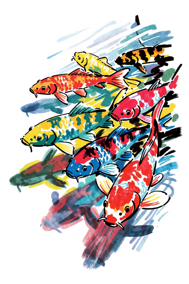 Watercolor painting of koi fish